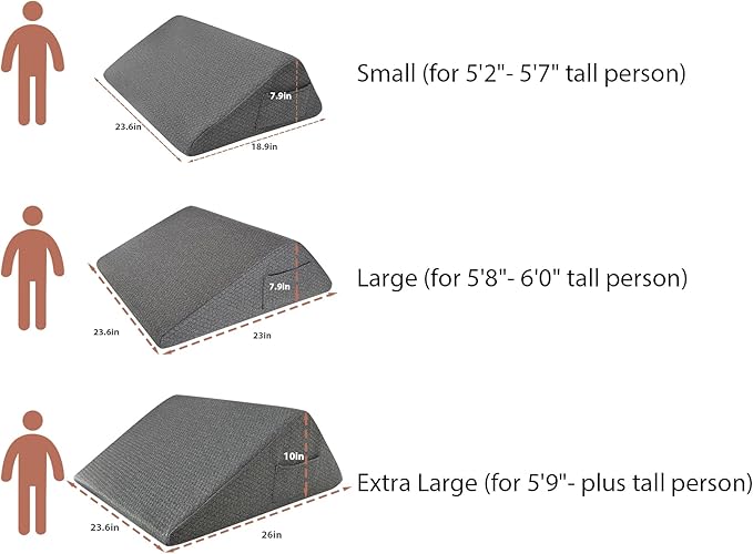 Knee Wedge Pillow, Memory Foam Leg Pillow Bed Wedge for Sleeping, Post Surgery Triangle Pillow Wedge for Knee Support, Leg Elevation, Knees Hip Back Pain Relief (23.6" x 23" x 7.9", Large Size, Black)