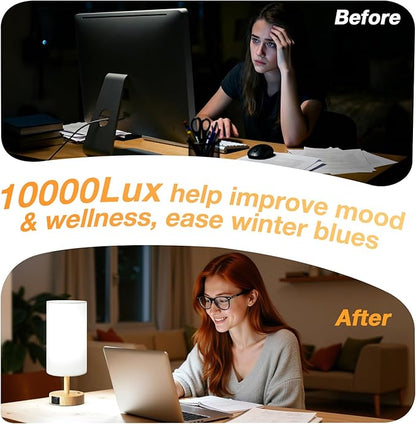 Dicoool Light Therapy Lamp 10000 Lux, Happy Light with Remote, Sun Lamp with 3 Color Temperature & Stepless Dimming, Happy Sunlight Lamp, Daylight Lamp for Home, Office, Use As Lift Mood, Happy Life