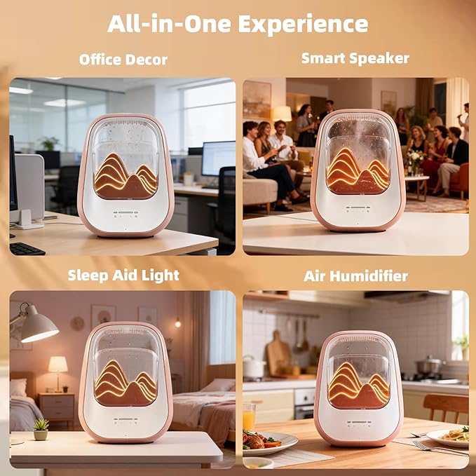 8-in-1 White Noise Sound Machine with Night Light, Help Stress Relief, Waterfall Design Essential Oil Diffuser Rain Sound Machine with Humidifier for Bedroom Office Decor Gift, Amber