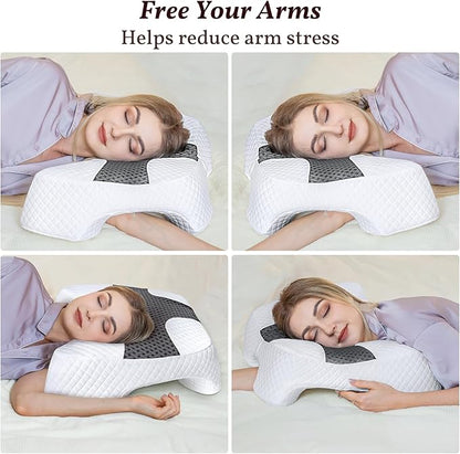 SAHEYER Side Sleeper Pillow with Arm Hole, Memory Foam Pillow for Neck and Shoulder Pain Relieve, Multi-Angle Armholes Pillow for Many Sleeping Positions, Ergonomic Orthopedic Support Pillow (Black)