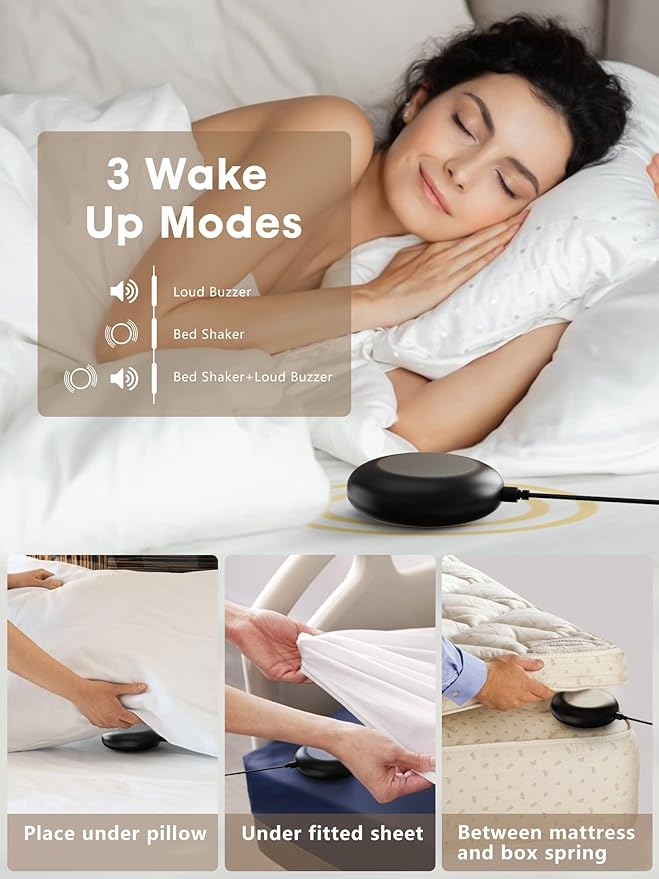 Loud Alarm Clock for Heavy Sleeper, 2 Alarms Big Display Clock with Bed Shaker for Hard of Hearing Deaf,Plug in Bedroom Mirror Clock,Phone Charger,Dimmer,Simple Digital Clock for Senior Adult Teen Kid