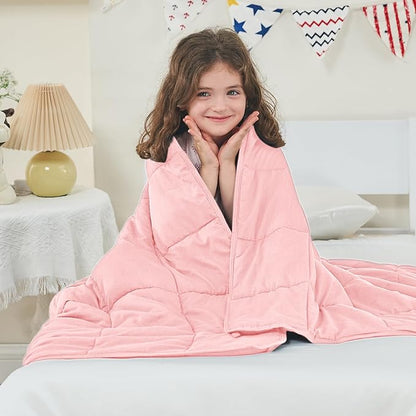 yescool Weighted Blanket (5 lbs, 36" x 48", Pink) Cooling Heavy Blanket for Sleeping Perfect for 40-60 lbs, Breathable Blanket with Premium Glass Bead, Machine Washable
