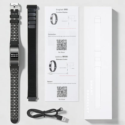 Smart Bracelet for Women Men,Wearable Activity & Fitness Tracker,All-Day Heart Rate/Stress/HRV/Step Monitor,24H Sleep Tracker,Multiple Sport Modes Smart Wristband with 2 Bands, Free APP