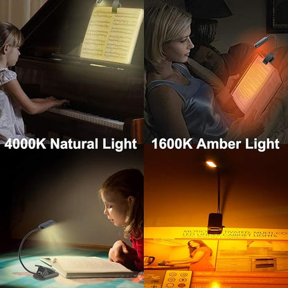 HONWELL Amber Book Light, Rechargeable Amber Reading Light for Books in Bed, Clip on Reading Light, Dimmable Book Light, Blue Light Blocking Reading Light, Warm Book Light for Kids Bookworms