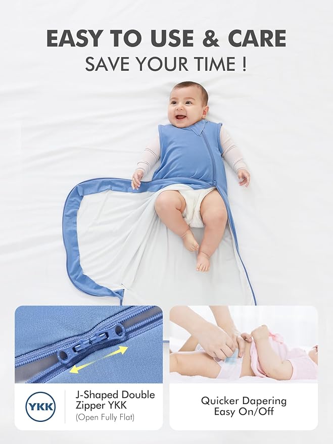 HAPIU Unisex Rayon Made from Bamboo Baby Sleep Sack TOG 0.5, 2-Way Premium Zipper, Wearable Blanket
