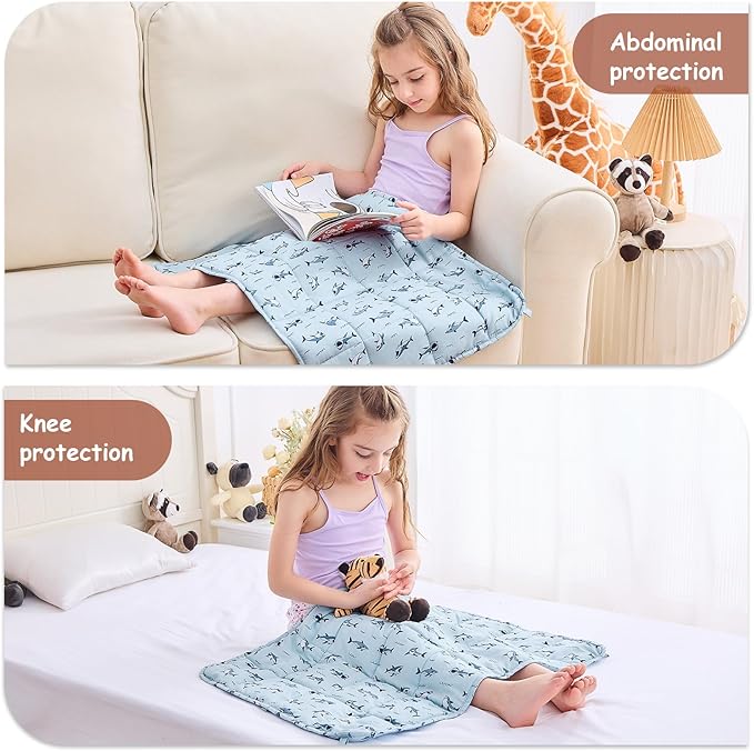 yescool Shark Weighted Lap Pad 2 Pounds Cooling Weighted Lap Pad, Small Weighted Blanket, Weighted Throw Blanket Gift for Travel Indoor Outdoor, 20"x30"