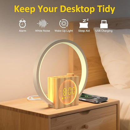 Sunrise Alarm Clock for Heavy Sleepers: White Noise Machine 12 Light Colors, 30 Sleep Sounds, 10 Soft Wake-Up Sounds - Wake up Light with Touch Control for Bedrooms, Yoga, Meditation & Relaxation
