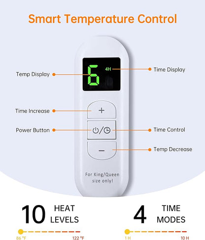 Electric Heated Blanket Throw, Heating Blanket Throw with 4 Timer Settings & 6 Heat Settings, Best Winter Gifts for Men and Women, White Elephant Gifts for Adults (84x90 Inch, Grey)