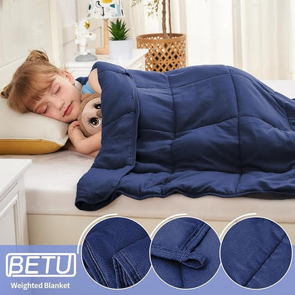 Weighted Blanket Kids 3lbs, 36"x48", Cooling Heavy Throw Blanket for 20-40lbs, Microfiber Soft Thick Big Blankets Weighted Comforter Breathable Gift for Sleeping, Navy