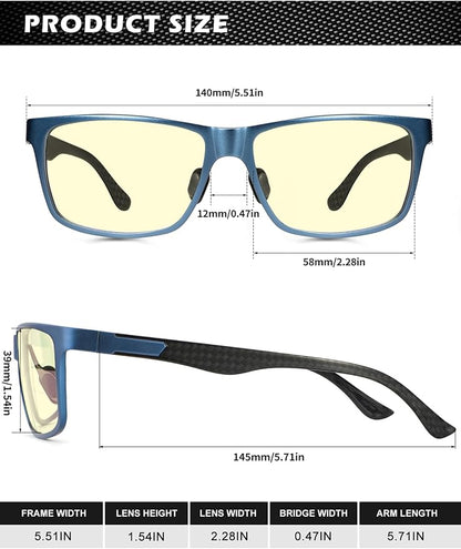 ANYLUV Blue Light Blocking Glasses Men Computer Gaming Glasses Lightweight Al-Mg Metal Anti Eyestrain Eye Protection