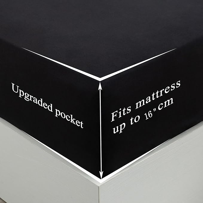 4 Piece Bed Sheet Set (Full,Black) 1 Flat Sheet,1 Fitted Sheet and 2 Pillow Cases,Brushed Microfiber Luxury Bedding with Deep Pockets