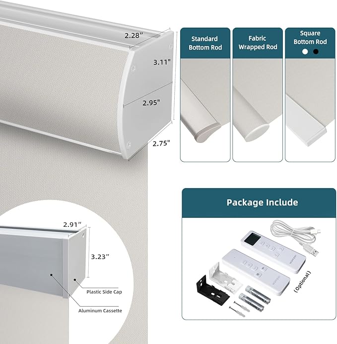 Motorized Shades Compatible with Alexa,Google Asssitant,Homekit Over Thead,3% Openness Solar Roller Blinds for Window,Smart Blinds with Remote,APP/Voice Control,3% Openness Aventus Beige