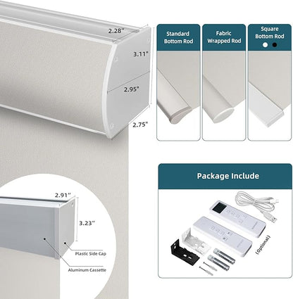 Motorized Shades Compatible with Alexa,Google Asssitant,Homekit Over Thead,3% Openness Solar Roller Blinds for Window,Smart Blinds with Remote,APP/Voice Control,3% Openness Aventus Beige