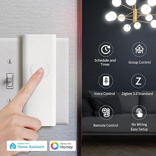 THIRDREALITY Zigbee Smart Switch (4 Pack),Toggle/Rocker, No Wiring Needed.Hub Required, Compatible with Echo Devices with Zigbee Hub Built-in,Home Assistant,Hubitat,SmartThings,Homey