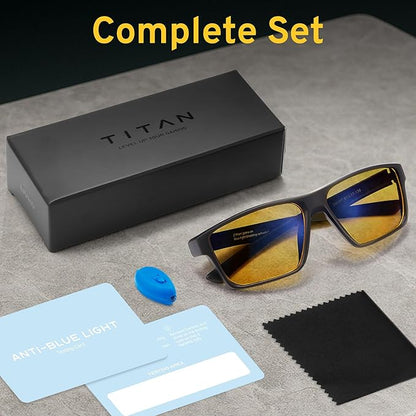 Titan Gaming Glasses, Blue Light Blocking, Night Driving Glasses for Men, Computer Protection Christmas Gift for Gamers