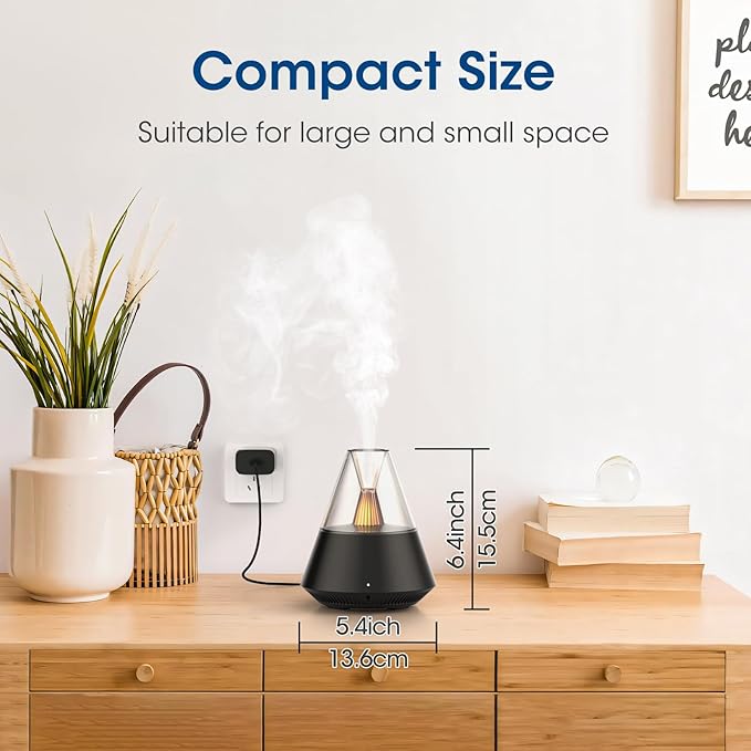 Essential Oil Diffuser, Modern Style Aromatherapy Aroma Diffusers with Candle Light, Fragrance Ultrasonic Cool Mist Humidifier, Remote Control, Auto Shut-Off, for Home Living Room Office
