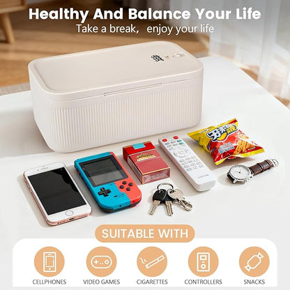 Small Lock Box,Lockable Storage Box with Combination Code for Medication Safe, Medicine Lock Box for Pills/First Aid Kits/Food/Snack Phone Jail,Locked Container for Home/Fridge/Office/School (Beige)