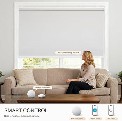 Motorized Smart Shades with Remote Control, Blackout Motorized Roller Shades for Indoor Windows Home and Office (White 23" W x 72" H)