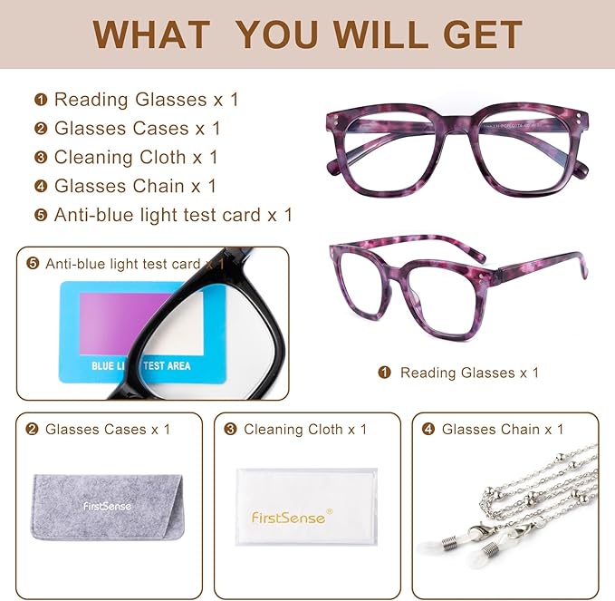 Reading Glasses for Men Women Blue Light Blocking with Spring Hinge, Blocking Readers Anti UV Ray Filter Eyeglasses, Square Computer Reader Glasses, Purple Tortoiseshell, +1.0