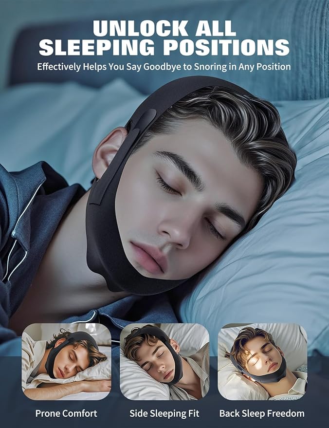 Chin Strap for Sleeping,FSA Eligible HSA,Anti Snore Chin Strap for CPAP Users,Anti Snoring Devices Breathable and Reusable for Men and Women,Simple and Effective Snoring Solution