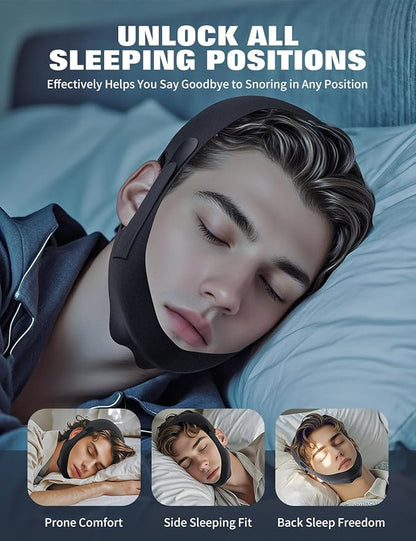 Chin Strap for Sleeping,FSA Eligible HSA,Anti Snore Chin Strap for CPAP Users,Anti Snoring Devices Breathable and Reusable for Men and Women,Simple and Effective Snoring Solution