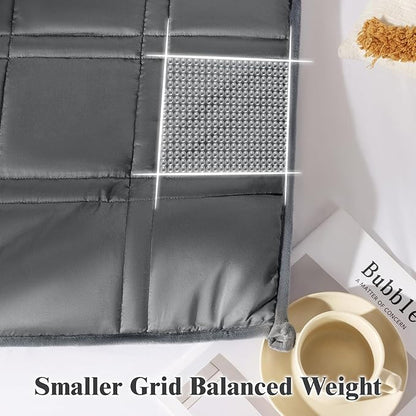 LBRO2M Cooling Weighted Blanket 20 lbs 88" X 87" with One Cooling Side, Flannel Heavy Blanket with Glass Beads, Soft Thick Comfort Blankets for Adults Bed Heavy Blanket, Gray