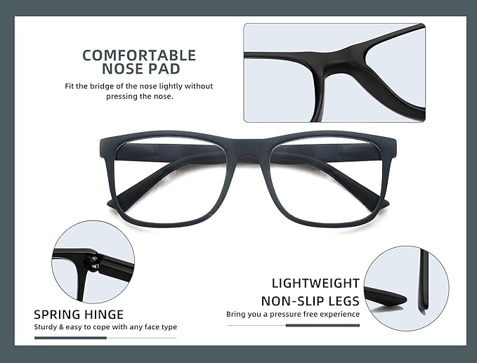 Blue Light Blocking Reading Glasses Men Large Oversized Square Readers Wide fit Cheaters for Men W/Big Head/Large Face