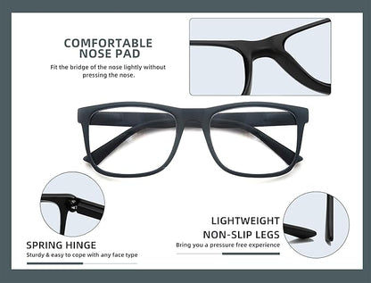 Blue Light Blocking Reading Glasses Men Large Oversized Square Readers Wide fit Cheaters for Men W/Big Head/Large Face