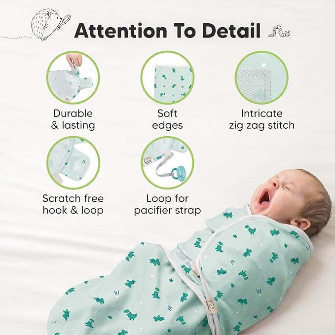 3-Pack Organic Baby Swaddle Sleep Sacks - Swaddles for Newborns, Infant 0-3 Months, Baby Girls, Boys, Soft & Snug Newborn Sleep Sack, Nursery Swaddling Blankets (Lunari, OS)
