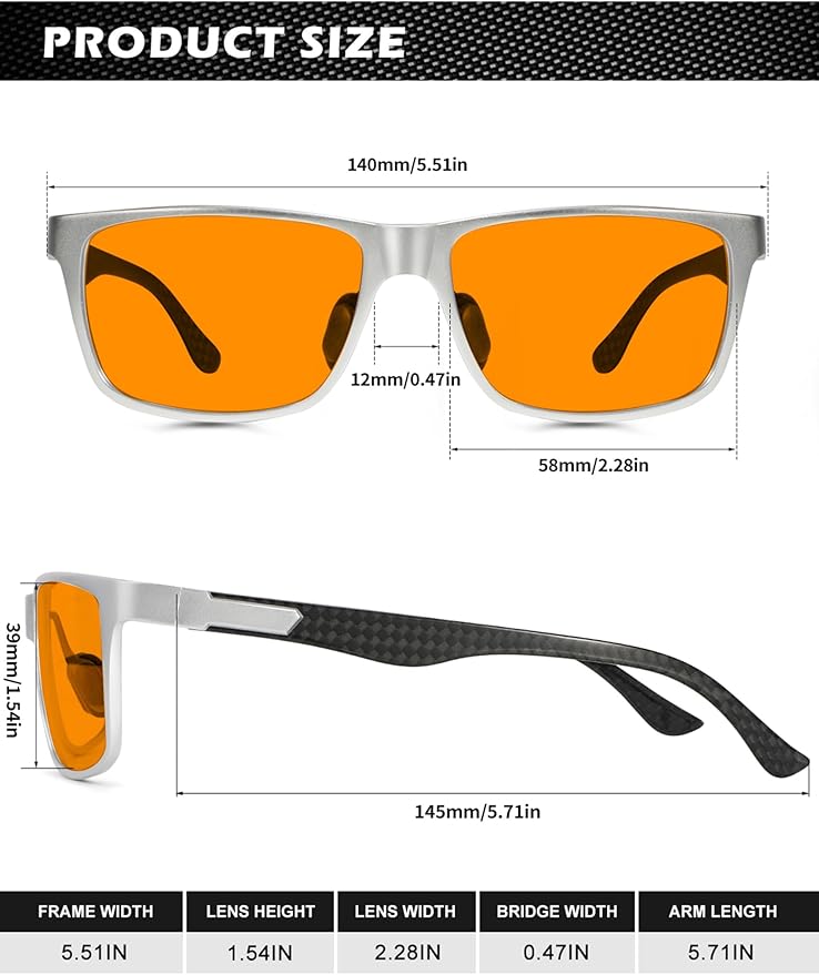 ANYLUV Blue Light Blocking Glasses Men Computer Gaming Glasses Lightweight Al-Mg Metal Anti Eyestrain Eye Protection