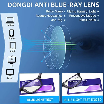DONGDI Blue Light Blocking Reading Glasses 4 Pack Computer Readers for Women Men,Anti Glare UV Ray Filter Eyeglasses… (4pack-green, 2.00)