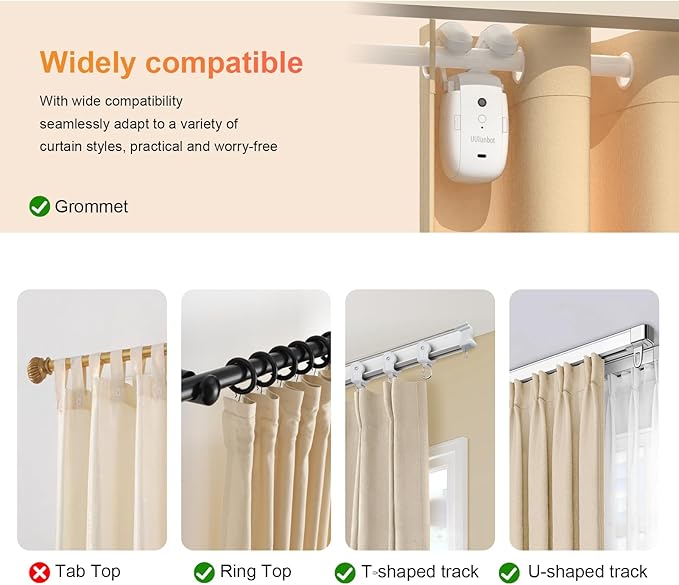 Automatic Curtain Opener with Remote, Compatible with Alexa and Google Home, Smart with Remote for Roman/U/T Rails, Bluetooth Curtain Opener with App/Timer, Gifts for Women and Men