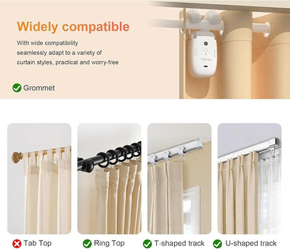 Automatic Curtain Opener with Remote, Compatible with Alexa and Google Home, Smart with Remote for Roman/U/T Rails, Bluetooth Curtain Opener with App/Timer, Gifts for Women and Men