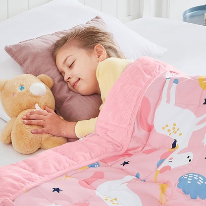 HOSUKKO Weighted Blanket - 5 lbs Cooling Pink Unicorn Heavy Blanket - Small Size Breathable Blanket for Hot Sleepers(36 * 48 inches, 5 lbs)
