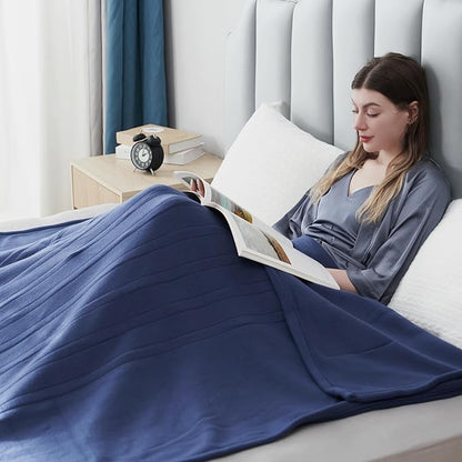 Electric Heated Blanket Full Size 72"x84",Fast Heating Throw, Soft Fleece for Bed & Sofa, 10 Hours Auto Off & 4 Heating Levels, Machine Washable, Gifts for Grandma & Family-Dark Blue