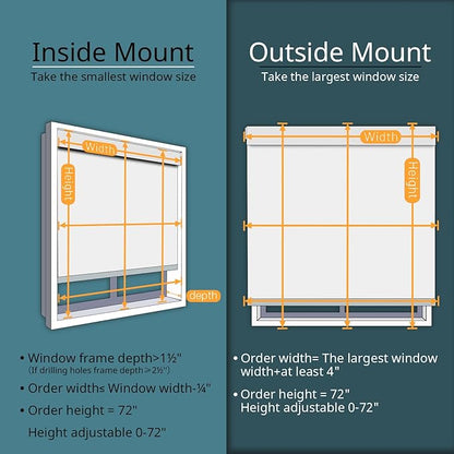 Motorized Automatic Blinds for Windows - Cordless Roller Shades with Remote Control - Smart Blinds (Grey, 35 x 72)