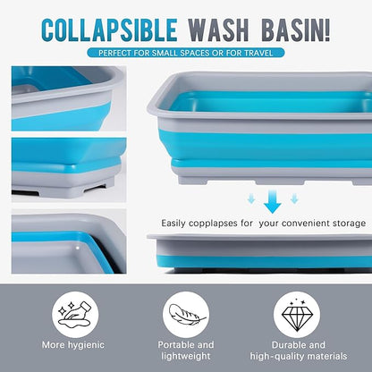 CPAP Cleaning kit Hose and Mask Brush with Collapsible Wash Basin Tub，Sponge and Storage Hag，6.9ft Extra Long Hose Brush, Compatible with 15mm and 22mm Hoses