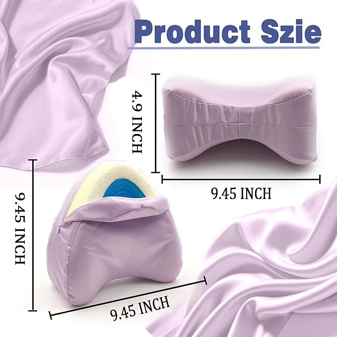 xcivi Satin Pillowcase for Contour Memory Foam Side Sleeper Support Pillow, Pillowcover for Knee Pillow, Smooth & Soft Pillow Cover (Purple)