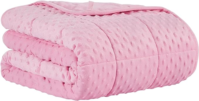 CuteKing Weighted Blanket - Weighted Blanket with Premium Glass Beads - Heavy Blanket Crystal Velvet for Comfort Sleep - Thick Blanket All Season (20lbs, 48"x72", Pink Bubble)