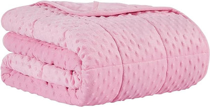 CuteKing Weighted Blanket - Weighted Blanket with Premium Glass Beads - Heavy Blanket Crystal Velvet for Comfort Sleep - Thick Blanket All Season (20lbs, 48"x72", Pink Bubble)