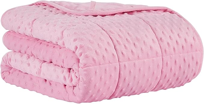 CuteKing Weighted Blanket - Weighted Blanket with Premium Glass Beads - Heavy Blanket Crystal Velvet for Comfort Sleep - Thick Blanket All Season (3lbs, 36"x48", Pink Bubble)