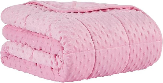 CuteKing Weighted Blanket - Weighted Blanket with Premium Glass Beads - Heavy Blanket Crystal Velvet for Comfort Sleep - Thick Blanket All Season (20lbs, 80"x87", Pink Bubble)