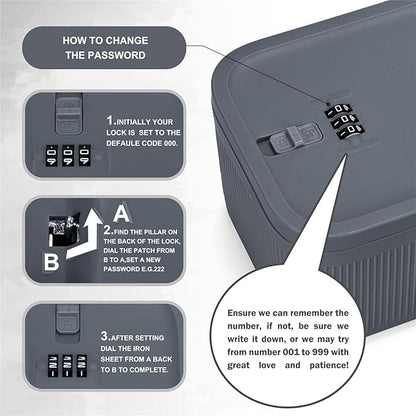 Medication Lock Box,Small Lockable Storage Box with Combination Code for Phone,Medicine Safe,Food, Home,Refrigerator,Office,Personal Items,Travel,Gift