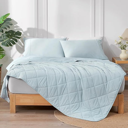 Cozy Bliss Cooling Blanket for Hot Sleepers King Size, Q-Max 0.45 Cooling Comfort, Cold Blankets for Night Sweats Sleeping, Ultra-Cool Lightweight Breathable Summer Blanket for Bed, Cool Blue