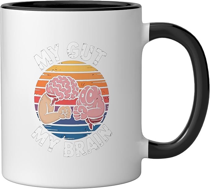 Relaxation Breathing Vagus Nerve Stimulation Stress Relief Ceramic Mug, Black/White