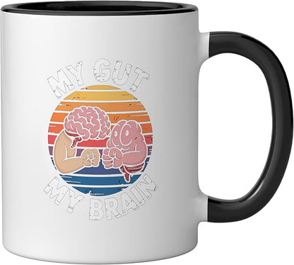 Relaxation Breathing Vagus Nerve Stimulation Stress Relief Ceramic Mug, Black/White