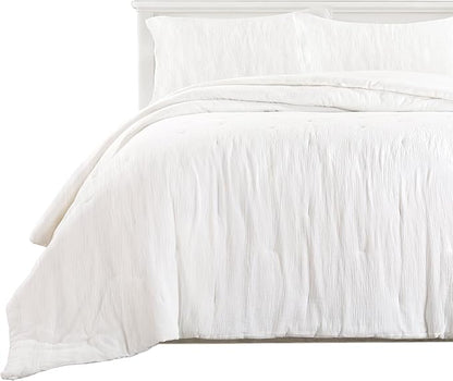 HOMBYS 100% Cotton Muslin Comforter Oversized King 120x98, Lightweight and Breathable Down Alternative Comforter,Soft Gauze Summer Off White Reversible Fluffy Duvet Insert