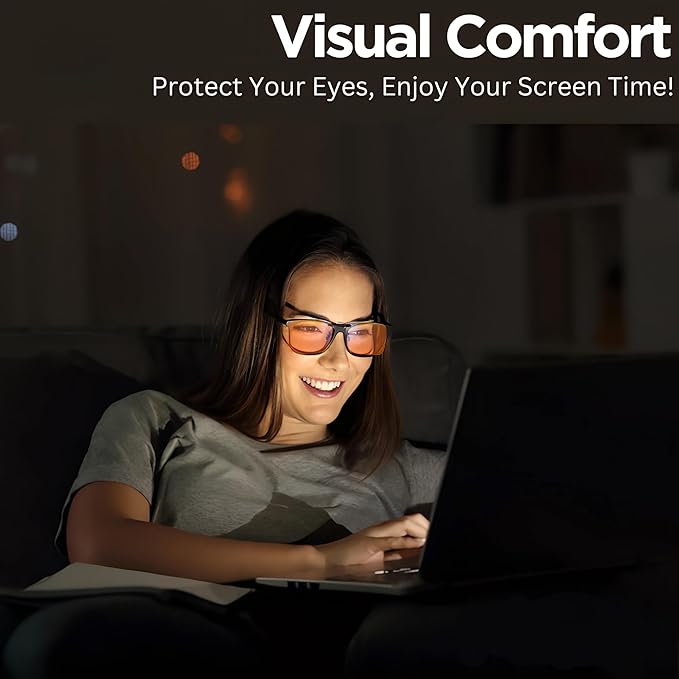 Vyzia Clip On Blue Light Blocking Glasses For Sleep | Fits Over Prescription Glasses, Orange Lenses Help Reduce Computer Eye Strain and Induce Sleep