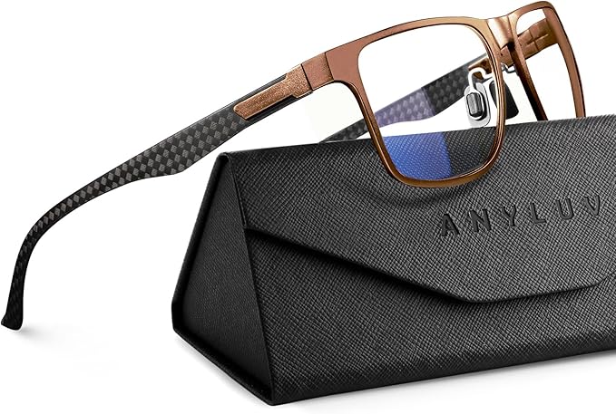 ANYLUV Reading Glasses Men Women Blue Light Blocking, Premium Mens Reading Glasses Al-mg Frame with Spring Hinge Anti Glare