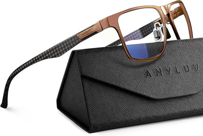 ANYLUV Reading Glasses Men Women Blue Light Blocking, Premium Mens Reading Glasses Al-mg Frame with Spring Hinge Anti Glare